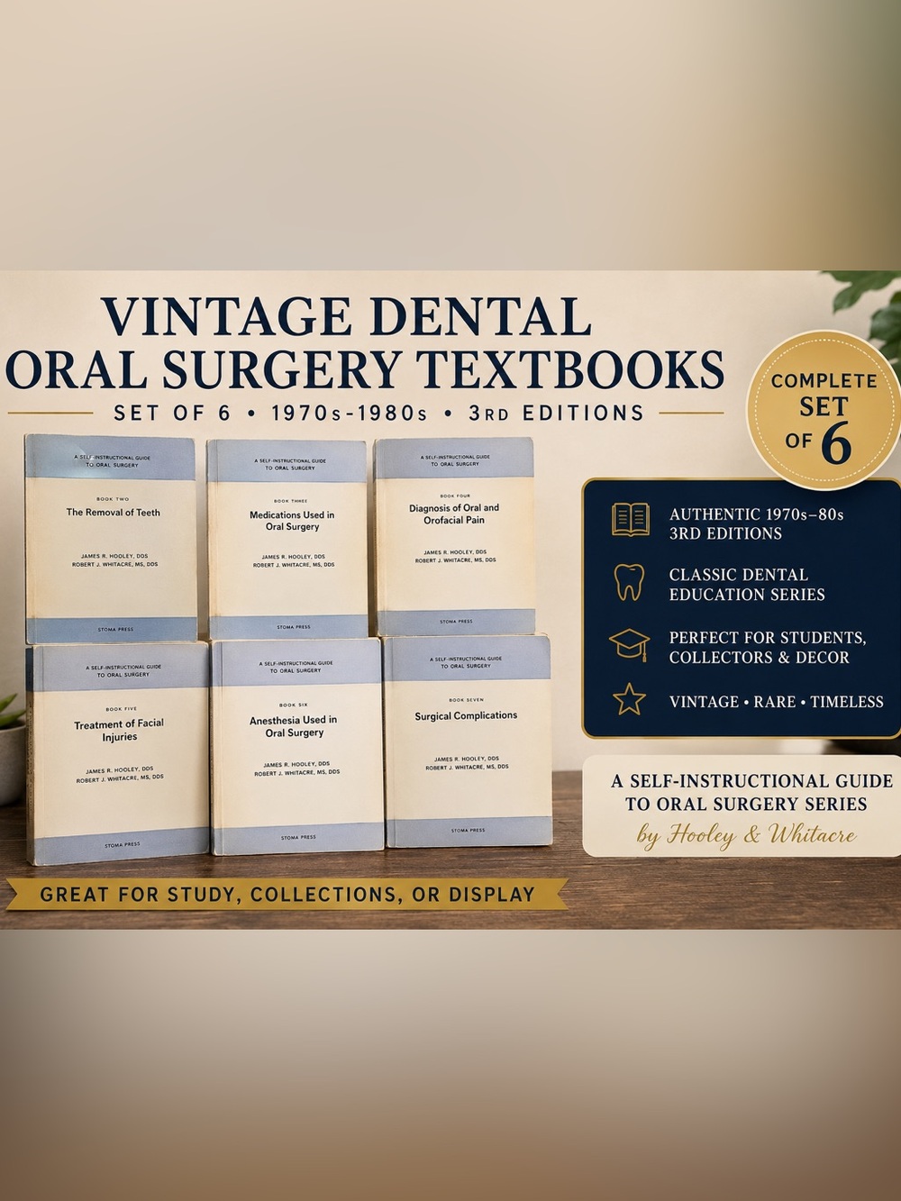 Vintage Dental Oral Surgery Textbooks Set of 6 Hooley Whitacre